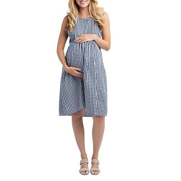 Nom Maternity Gingham Molly Checker Dress - Picture 1 of 7